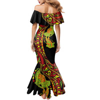 Hawaiian Manta Ray and Hammerhead Shark Tribal Tattoo Family Matching Mermaid Dress and Hawaiian Shirt with Polynesian Tribal Pattern Kanaka Maoli Flag Color LT03 - Polynesian Pride