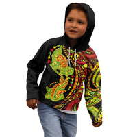 Hawaiian Manta Ray and Hammerhead Shark Tribal Tattoo Kid Hoodie with Polynesian Tribal Pattern Kanaka Maoli Flag Color