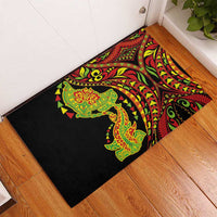Hawaiian Manta Ray and Hammerhead Shark Tribal Tattoo Rubber Doormat with Polynesian Tribal Pattern Kanaka Maoli Flag Color LT03 - Polynesian Pride