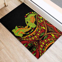 Hawaiian Manta Ray and Hammerhead Shark Tribal Tattoo Rubber Doormat with Polynesian Tribal Pattern Kanaka Maoli Flag Color LT03 - Polynesian Pride