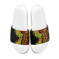 Hawaiian Manta Ray and Hammerhead Shark Tribal Tattoo Slide Sandals with Polynesian Tribal Pattern Kanaka Maoli Flag Color LT03 Multicolor - Polynesian Pride