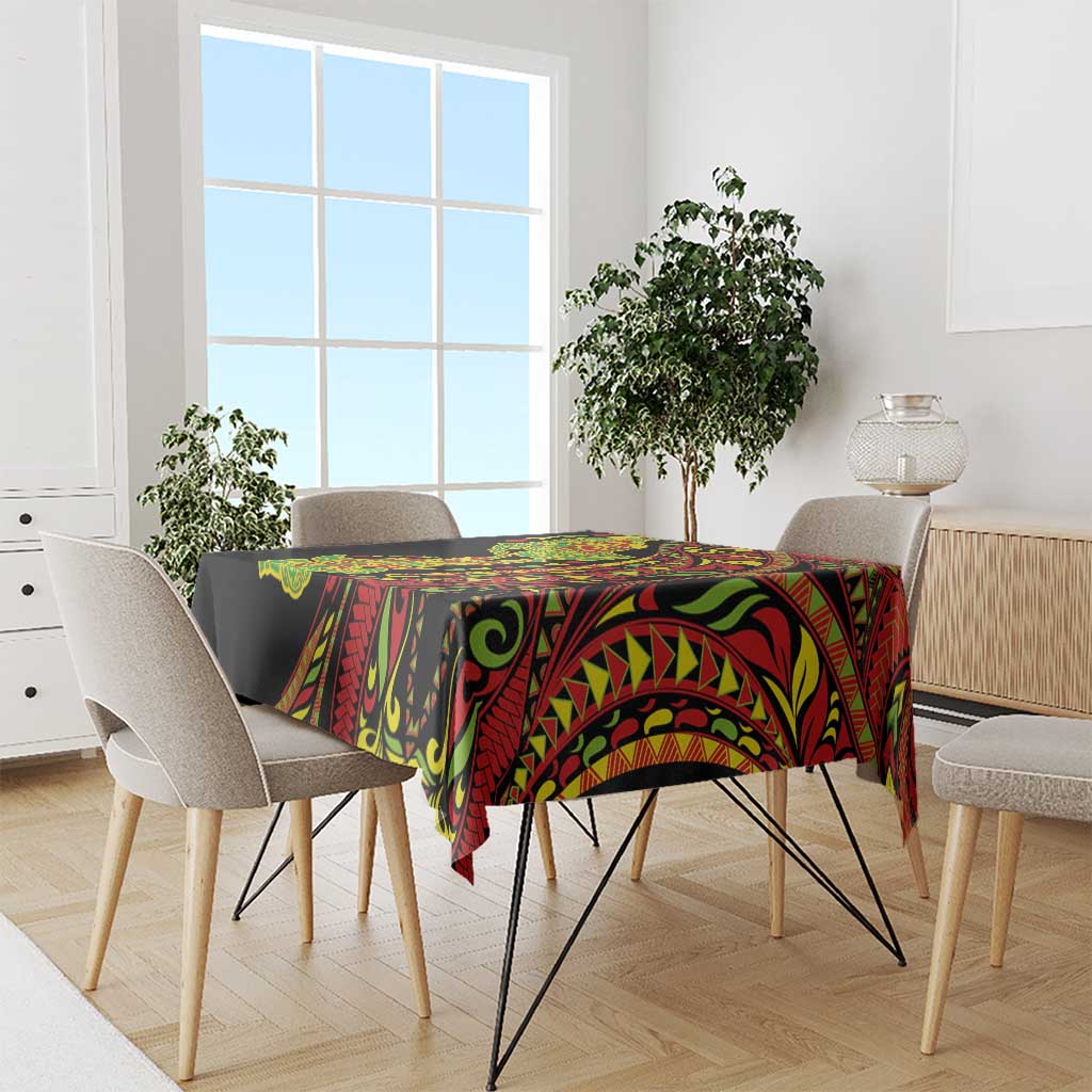 Hawaiian Manta Ray and Hammerhead Shark Tribal Tattoo Tablecloth with Polynesian Tribal Pattern Kanaka Maoli Flag Color LT03 - Polynesian Pride
