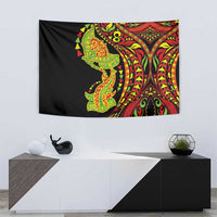 Hawaiian Manta Ray and Hammerhead Shark Tribal Tattoo Tapestry with Polynesian Tribal Pattern Kanaka Maoli Flag Color LT03 - Polynesian Pride