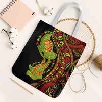 Hawaiian Manta Ray and Hammerhead Shark Tribal Tattoo Tote Bag with Polynesian Tribal Pattern Kanaka Maoli Flag Color