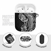 Hawaiian Manta Ray and Hammerhead Shark Tribal Tattoo AirPods Case with Polynesian Tribal Pattern Black-White Color LT03 - Polynesian Pride