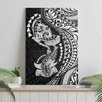 Hawaiian Manta Ray and Hammerhead Shark Tribal Tattoo Canvas Wall Art with Polynesian Tribal Pattern Black-White Color LT03 - Polynesian Pride