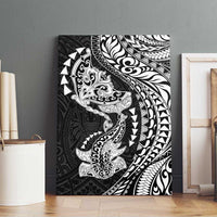 Hawaiian Manta Ray and Hammerhead Shark Tribal Tattoo Canvas Wall Art with Polynesian Tribal Pattern Black-White Color LT03 - Polynesian Pride