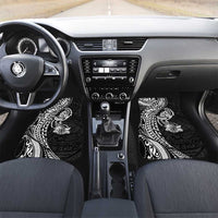 Hawaiian Manta Ray and Hammerhead Shark Tribal Tattoo Car Mats with Polynesian Tribal Pattern Black-White Color LT03 Set 2pcs - Front Multicolor - Polynesian Pride
