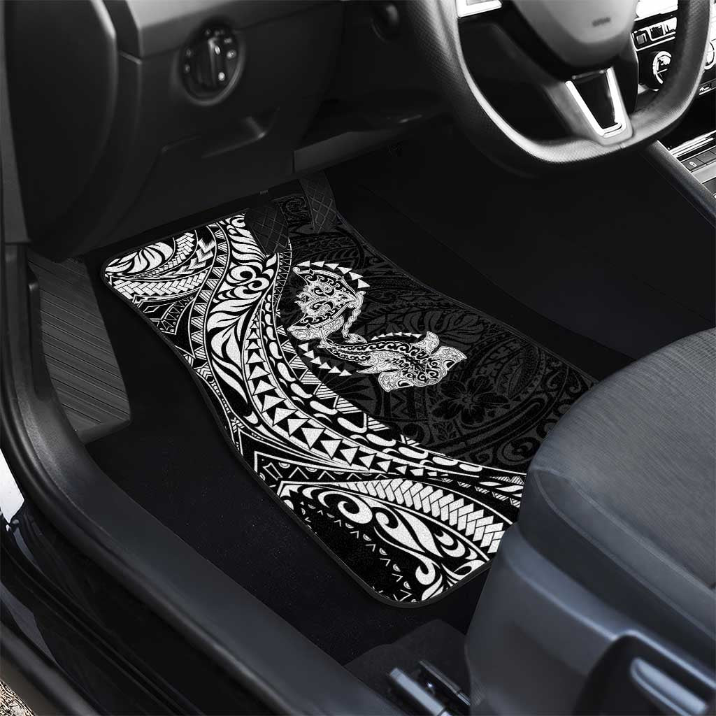 Hawaiian Manta Ray and Hammerhead Shark Tribal Tattoo Car Mats with Polynesian Tribal Pattern Black-White Color LT03 - Polynesian Pride