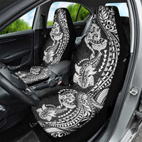 Hawaiian Manta Ray and Hammerhead Shark Tribal Tattoo Car Seat Cover with Polynesian Tribal Pattern Black-White Color LT03 - Polynesian Pride