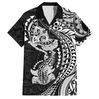 Hawaiian Manta Ray and Hammerhead Shark Tribal Tattoo Hawaiian Shirt with Polynesian Tribal Pattern Black-White Color LT03 Multicolor - Polynesian Pride