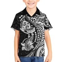 Hawaiian Manta Ray and Hammerhead Shark Tribal Tattoo Hawaiian Shirt with Polynesian Tribal Pattern Black-White Color LT03 - Polynesian Pride