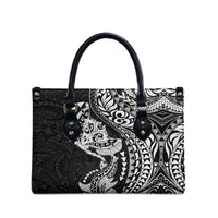 Hawaiian Manta Ray and Hammerhead Shark Tribal Tattoo Leather Bag with Polynesian Tribal Pattern Black-White Color LT03 - Polynesian Pride