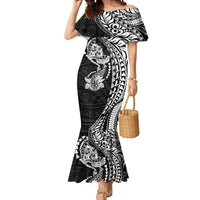 Hawaiian Manta Ray and Hammerhead Shark Tribal Tattoo Mermaid Dress with Polynesian Tribal Pattern Black-White Color LT03 Women Multicolor - Polynesian Pride