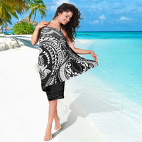 Hawaiian Manta Ray and Hammerhead Shark Tribal Tattoo Sarong with Polynesian Tribal Pattern Black-White Color LT03 - Polynesian Pride