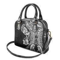 Hawaiian Manta Ray and Hammerhead Shark Tribal Tattoo Shoulder Handbag with Polynesian Tribal Pattern Black-White Color LT03 - Polynesian Pride