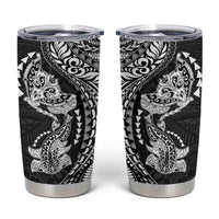 Hawaiian Manta Ray and Hammerhead Shark Tribal Tattoo Tumbler Cup with Polynesian Tribal Pattern Black-White Color LT03 Multicolor - Polynesian Pride
