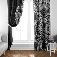 Hawaiian Manta Ray and Hammerhead Shark Tribal Tattoo Window Curtain with Polynesian Tribal Pattern Black-White Color LT03 - Polynesian Pride