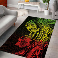 Hawaiian Manta Ray and Hammerhead Shark Tribal Tattoo Area Rug with Polynesian Tribal Pattern Reggae Style