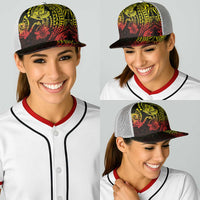 Hawaiian Manta Ray and Hammerhead Shark Tribal Tattoo Baseball Net Cap with Polynesian Tribal Pattern Reggae Style
