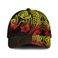 Hawaiian Manta Ray and Hammerhead Shark Tribal Tattoo Classic Cap with Polynesian Tribal Pattern Reggae Style