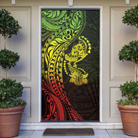 Hawaiian Manta Ray and Hammerhead Shark Tribal Tattoo Door Cover with Polynesian Tribal Pattern Reggae Style LT03 Multicolor - Polynesian Pride