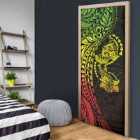 Hawaiian Manta Ray and Hammerhead Shark Tribal Tattoo Door Cover with Polynesian Tribal Pattern Reggae Style LT03 - Polynesian Pride