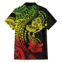 Hawaiian Manta Ray and Hammerhead Shark Tribal Tattoo Family Matching Mermaid Dress and Hawaiian Shirt with Polynesian Tribal Pattern Reggae Style LT03 - Polynesian Pride