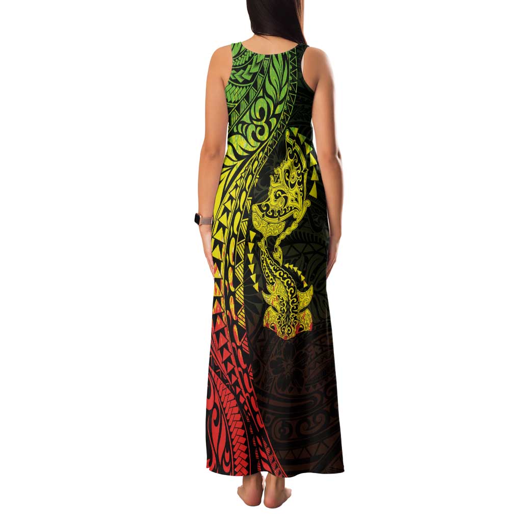 Hawaiian Manta Ray and Hammerhead Shark Tribal Tattoo Family Matching Tank Maxi Dress and Hawaiian Shirt with Polynesian Tribal Pattern Reggae Style LT03 - Polynesian Pride