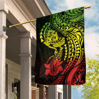 Hawaiian Manta Ray and Hammerhead Shark Tribal Tattoo Garden Flag with Polynesian Tribal Pattern Reggae Style LT03 House Flag Multicolor - Polynesian Pride