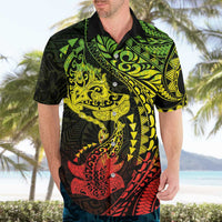 Hawaiian Manta Ray and Hammerhead Shark Tribal Tattoo Hawaiian Shirt with Polynesian Tribal Pattern Reggae Style LT03 - Polynesian Pride