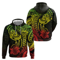 Hawaiian Manta Ray and Hammerhead Shark Tribal Tattoo Hoodie with Polynesian Tribal Pattern Reggae Style LT03 - Polynesian Pride