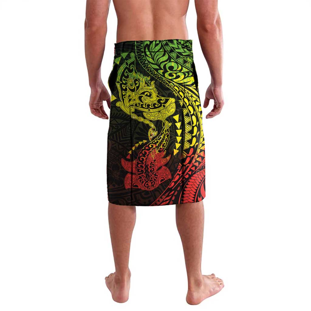 Hawaiian Manta Ray and Hammerhead Shark Tribal Tattoo Lavalava with Polynesian Tribal Pattern Reggae Style