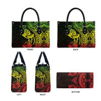 Hawaiian Manta Ray and Hammerhead Shark Tribal Tattoo Leather Bag with Polynesian Tribal Pattern Reggae Style