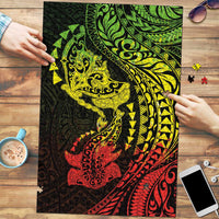 Hawaiian Manta Ray and Hammerhead Shark Tribal Tattoo Puzzle with Polynesian Tribal Pattern Reggae Style