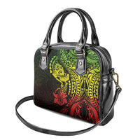 Hawaiian Manta Ray and Hammerhead Shark Tribal Tattoo Shoulder Handbag with Polynesian Tribal Pattern Reggae Style