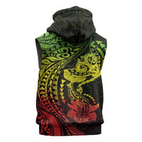Hawaiian Manta Ray and Hammerhead Shark Tribal Tattoo Sleeveless Hoodie with Polynesian Tribal Pattern Reggae Style LT03 - Polynesian Pride