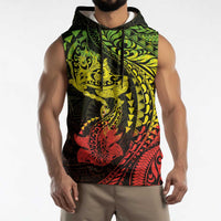 Hawaiian Manta Ray and Hammerhead Shark Tribal Tattoo Sleeveless Hoodie with Polynesian Tribal Pattern Reggae Style LT03 - Polynesian Pride