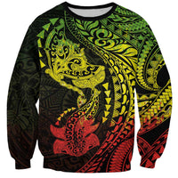 Hawaiian Manta Ray and Hammerhead Shark Tribal Tattoo Sweatshirt with Polynesian Tribal Pattern Reggae Style