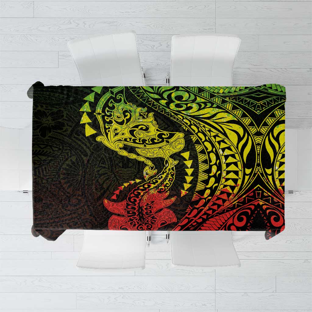 Hawaiian Manta Ray and Hammerhead Shark Tribal Tattoo Tablecloth with Polynesian Tribal Pattern Reggae Style LT03 Multicolor - Polynesian Pride