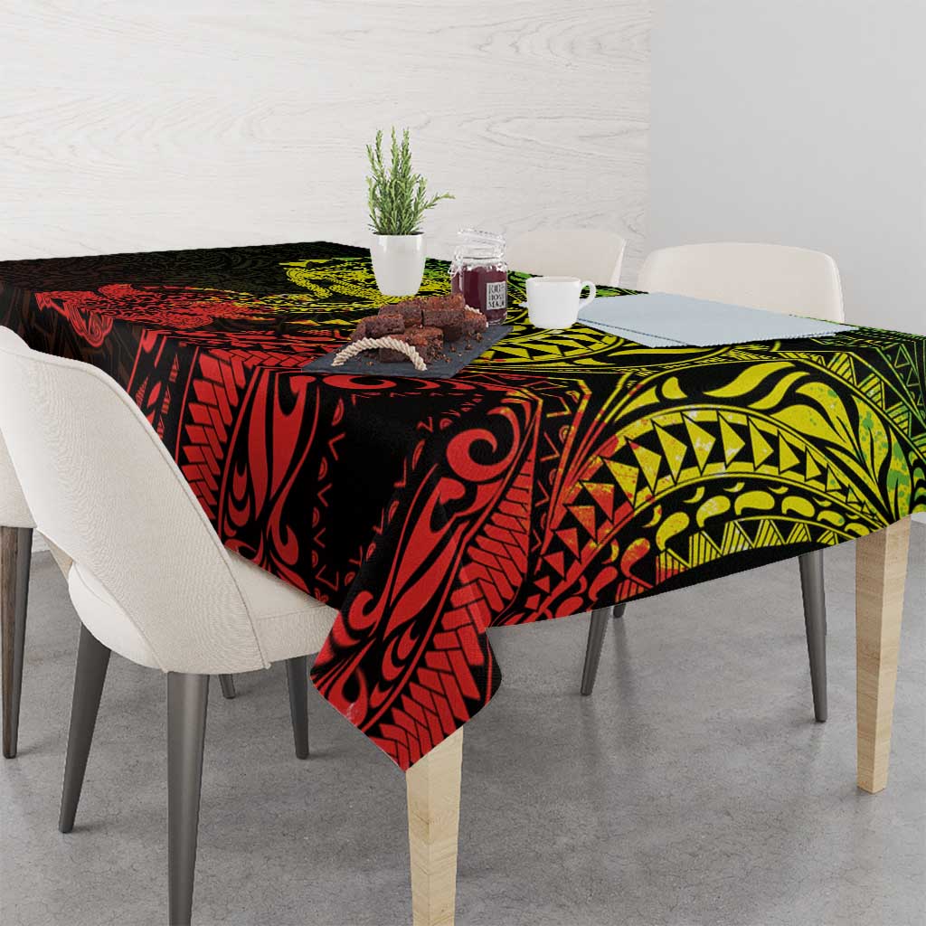 Hawaiian Manta Ray and Hammerhead Shark Tribal Tattoo Tablecloth with Polynesian Tribal Pattern Reggae Style LT03 - Polynesian Pride