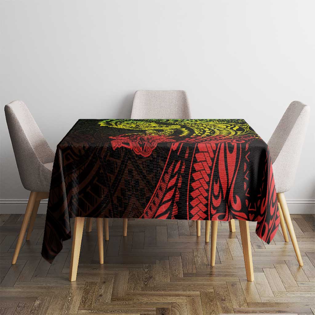 Hawaiian Manta Ray and Hammerhead Shark Tribal Tattoo Tablecloth with Polynesian Tribal Pattern Reggae Style LT03 - Polynesian Pride