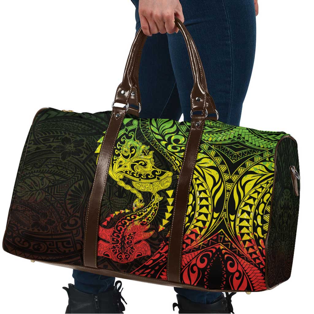 Hawaiian Manta Ray and Hammerhead Shark Tribal Tattoo Travel Bag with Polynesian Tribal Pattern Reggae Style LT03 - Polynesian Pride