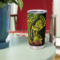 Hawaiian Manta Ray and Hammerhead Shark Tribal Tattoo Tumbler Cup with Polynesian Tribal Pattern Reggae Style LT03 - Polynesian Pride