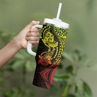 Hawaiian Manta Ray and Hammerhead Shark Tribal Tattoo Tumbler With Handle with Polynesian Tribal Pattern Reggae Style LT03 - Polynesian Pride