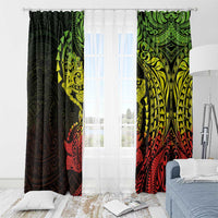 Hawaiian Manta Ray and Hammerhead Shark Tribal Tattoo Window Curtain with Polynesian Tribal Pattern Reggae Style