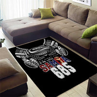 Super Samoa-Six Eight Five to The World Area Rug Traditional Samoan Tattoo Black Color