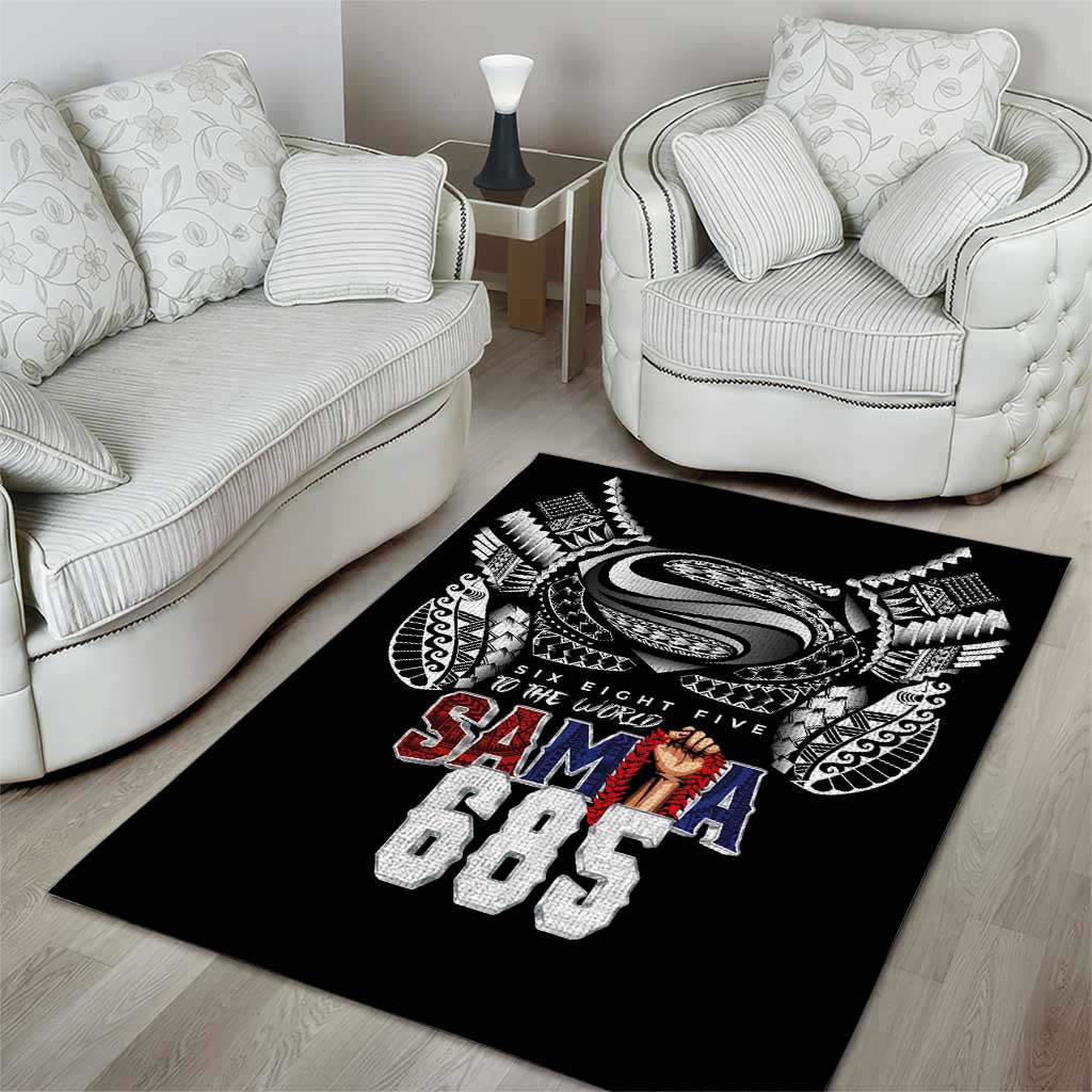 Super Samoa-Six Eight Five to The World Area Rug Traditional Samoan Tattoo Black Color