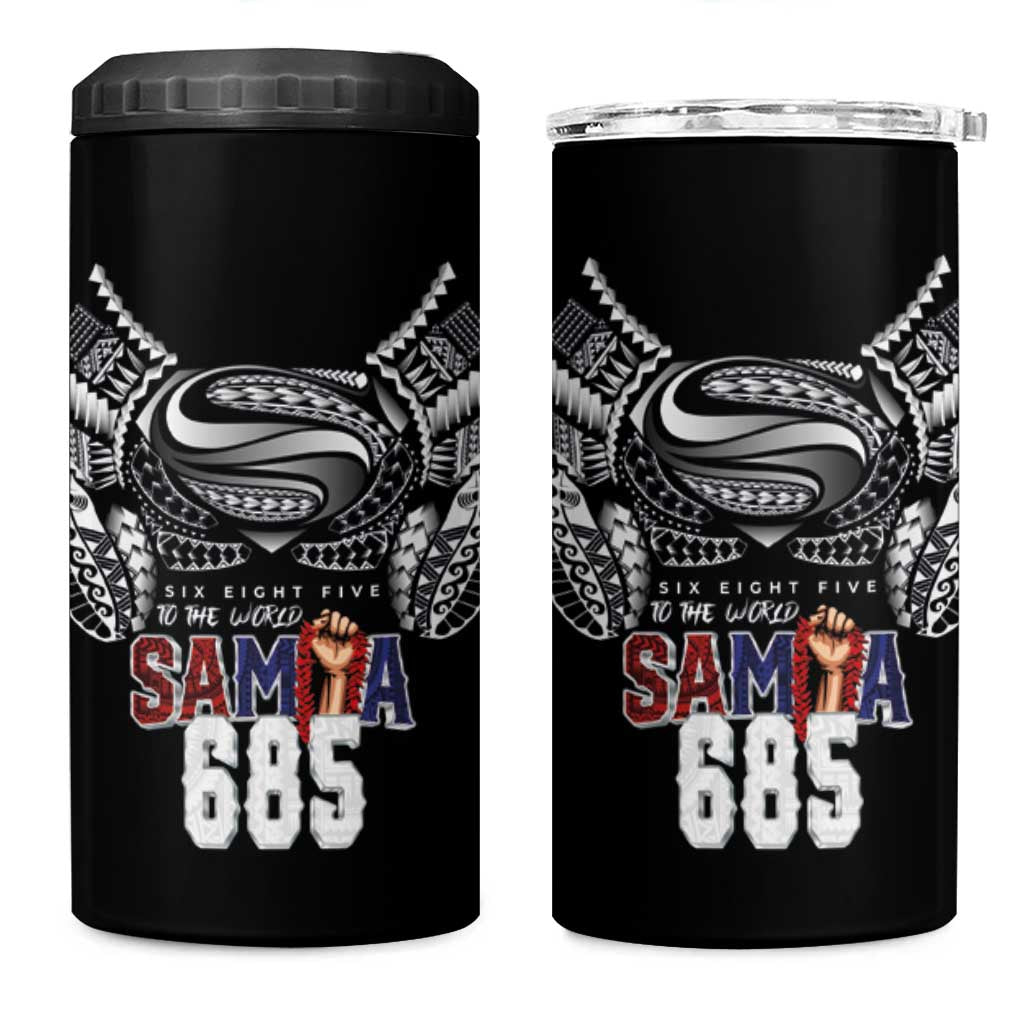 Super Samoa-Six Eight Five to The World 4 in 1 Can Cooler Tumbler Traditional Samoan Tattoo Black Color LT03 One Size: 16 oz Black - Polynesian Pride