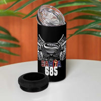 Super Samoa-Six Eight Five to The World 4 in 1 Can Cooler Tumbler Traditional Samoan Tattoo Black Color LT03 - Polynesian Pride